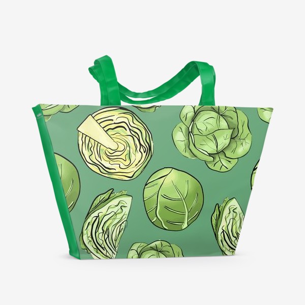 Пляжная сумка «Капуста на зеленом»