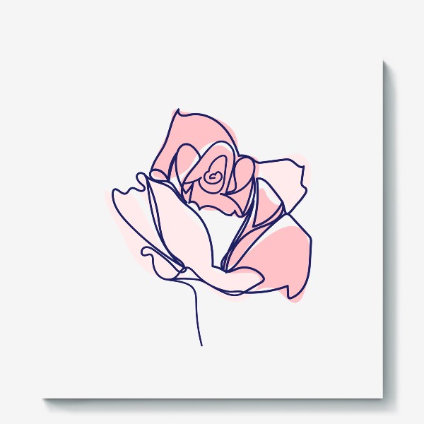 Холст «Роза, королева цветов. Трендовый рисунок одной линией»