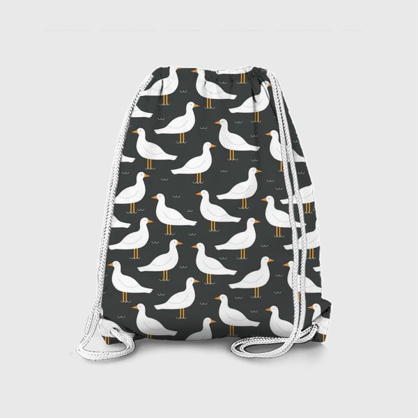 Рюкзак «Белые чайки на черном»