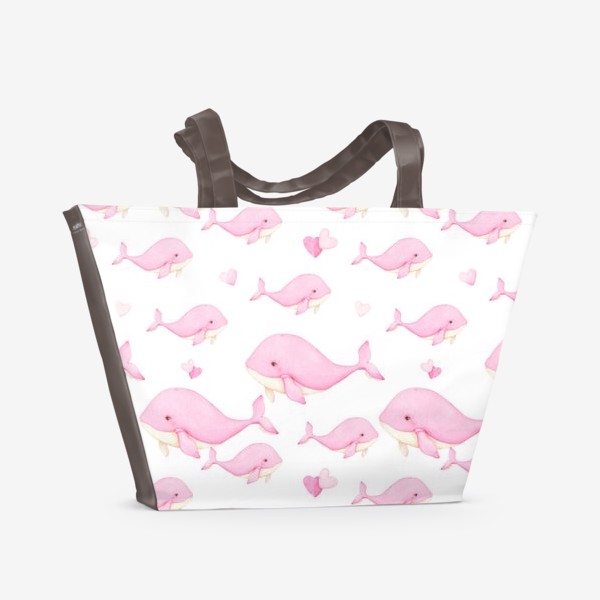 Пляжная сумка «Розовые киты»
