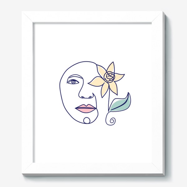 Картина «Женщина-Нарцисс. Женский трендовый абстрактный портрет, непрерывная линия»