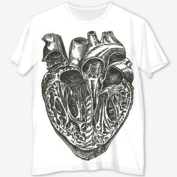 Футболка с полной запечаткой «Черно-белое сердце Love heart»