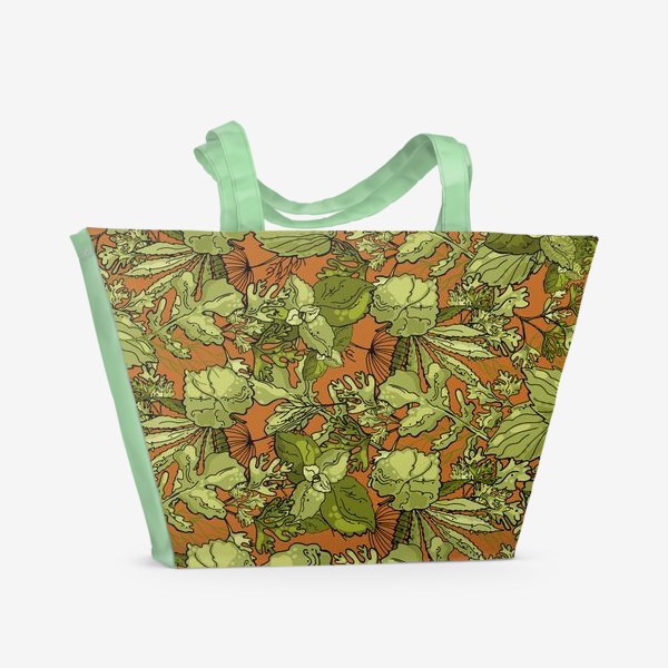 Пляжная сумка «Флористический паттерн на терракотовом»