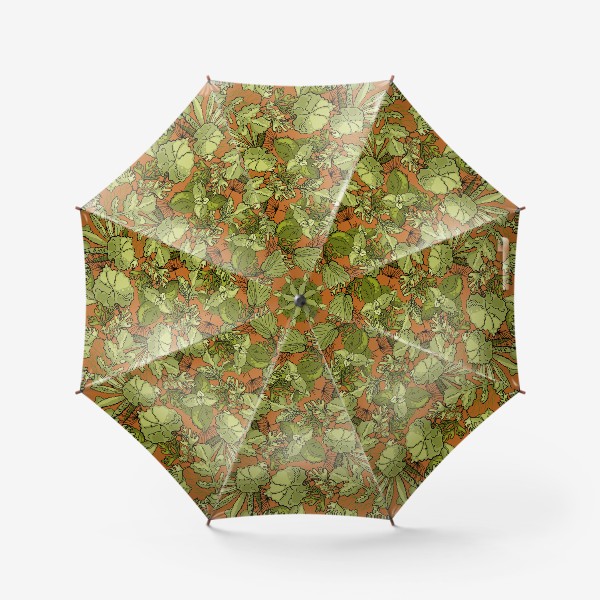 Зонт «Флористический паттерн на терракотовом»