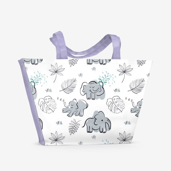 Пляжная сумка «Тропический принт со слонами»