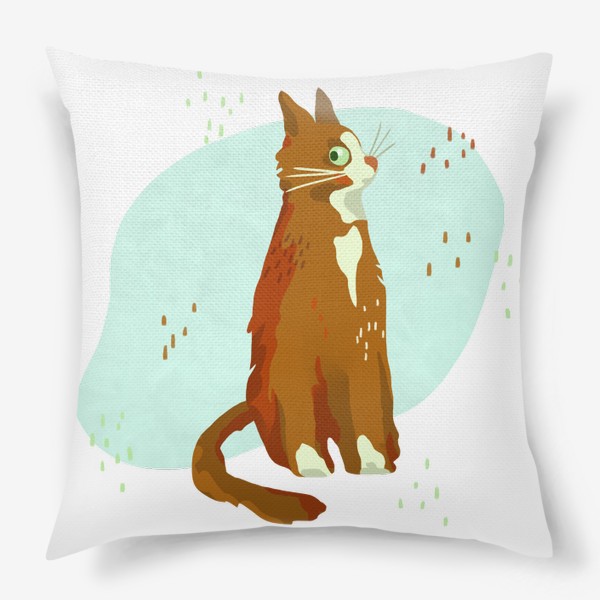 Подушка «Кот рыжий сидит и смотрит искоса»