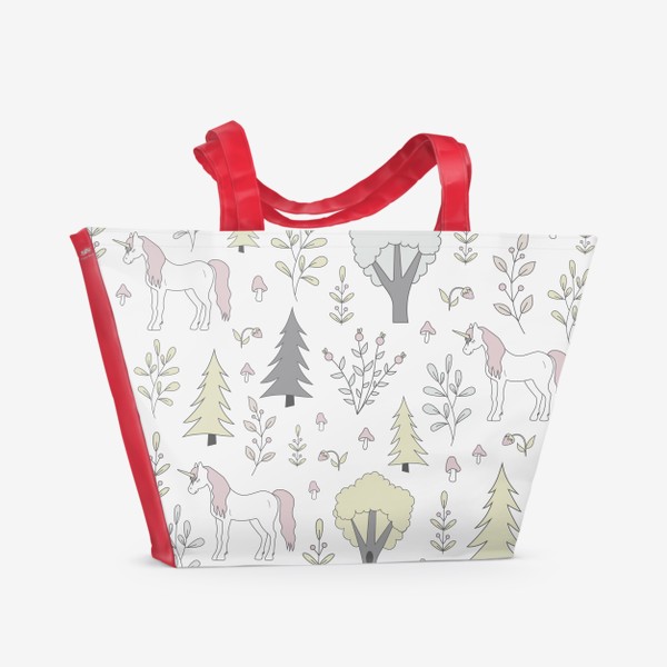 Пляжная сумка «Единороги в лесу»
