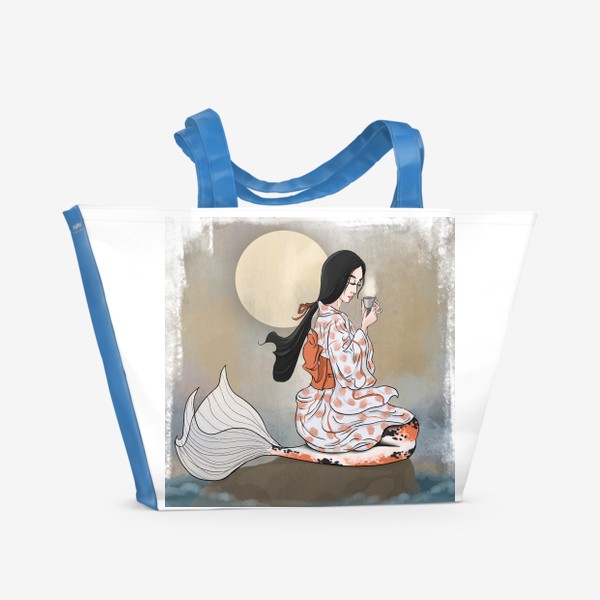 Пляжная сумка «Японская русалочка Кои за Чайной церемонией»