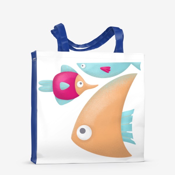 Сумка-шоппер «Рыбы. Летний яркий принт. Рыбки. Море, солнце, пляж, подводный мир, вода. Знак зодиака РЫБЫ. Астрология. Для всей семьи»