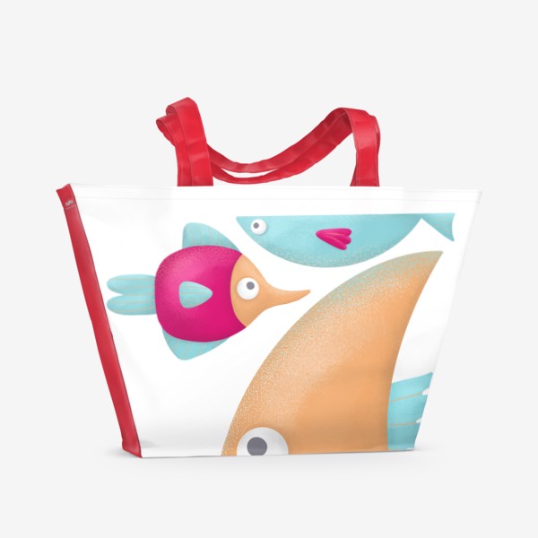 Пляжная сумка «Рыбы. Летний яркий принт. Рыбки. Море, солнце, пляж, подводный мир, вода. Знак зодиака РЫБЫ. Астрология. Для всей семьи»