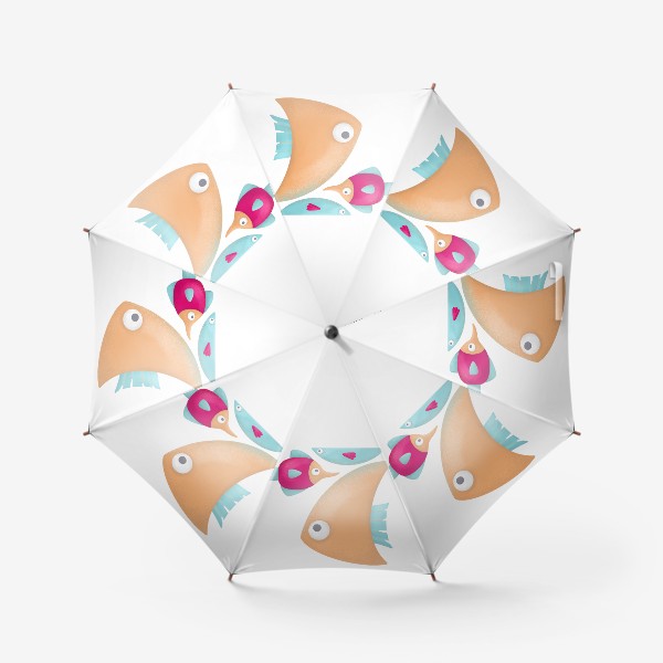 Зонт «Рыбы. Летний яркий принт. Рыбки. Море, солнце, пляж, подводный мир, вода. Знак зодиака РЫБЫ. Астрология. Для всей семьи»
