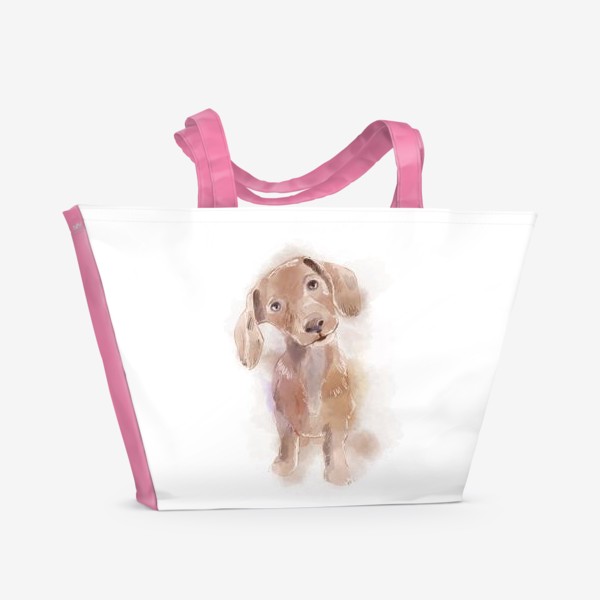 Пляжная сумка &laquo;Акварельный щенок. Такса&raquo;
