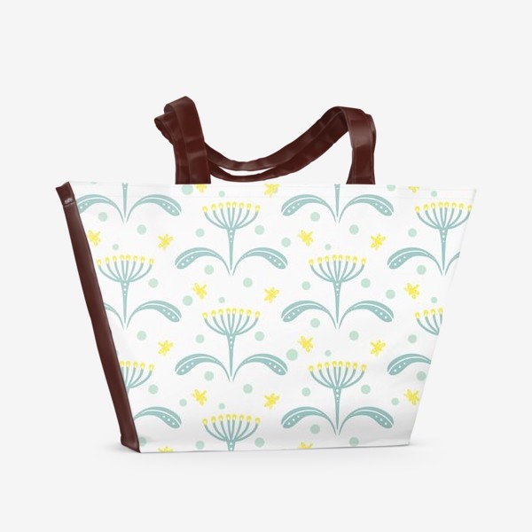 Пляжная сумка «Цветы, мотыльки на лугу»