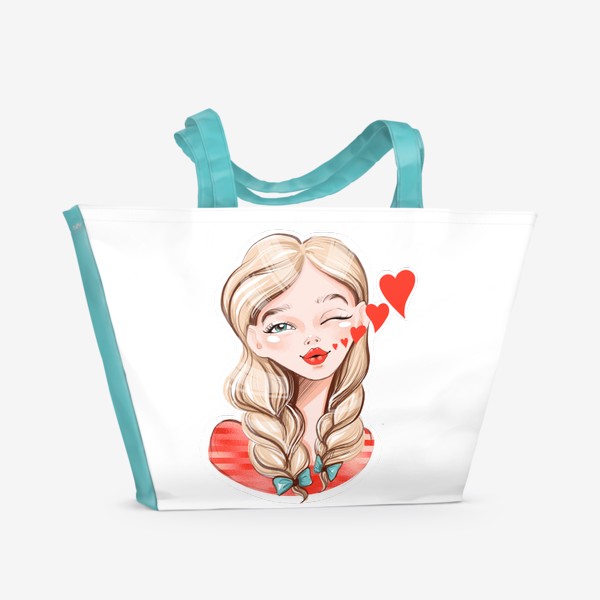 Пляжная сумка «Воздушные поцелуи блондинки»