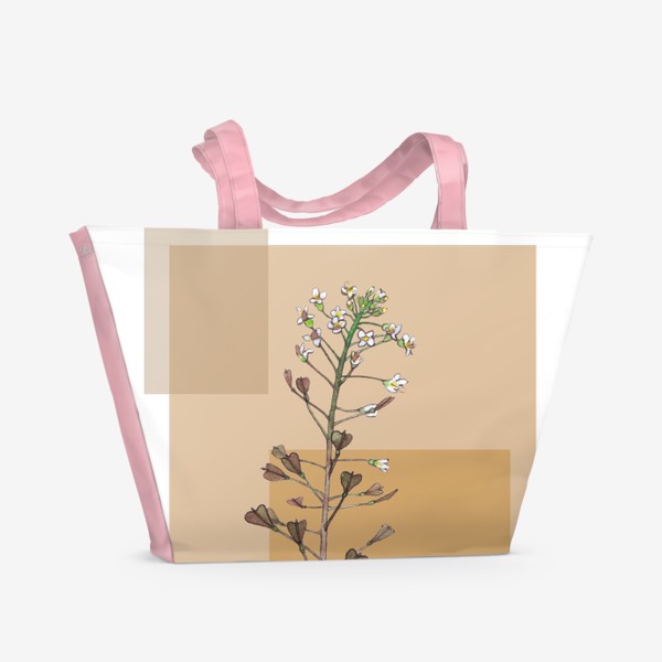 Пляжная сумка «Ботаника на бежевом фоне»