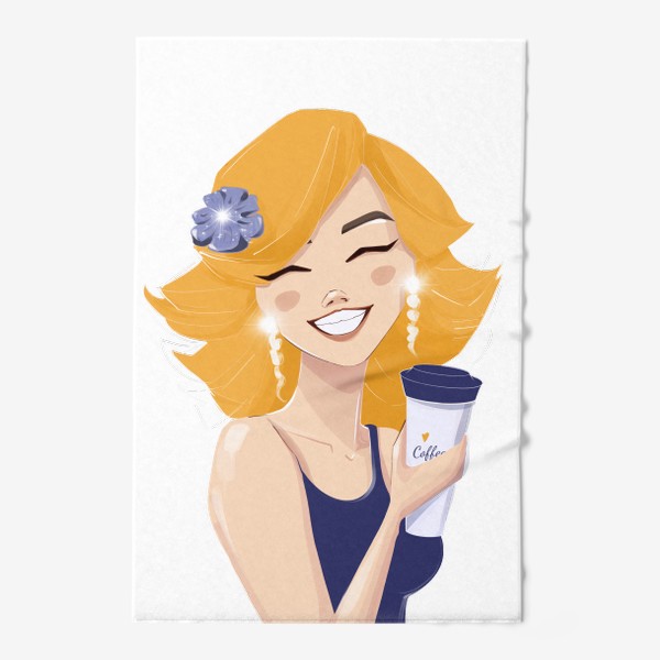 Полотенце «Смешная девчонка любит кофе»