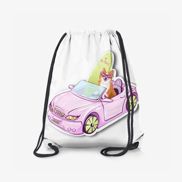 Рюкзак «Корги любит серф и розовую машину»