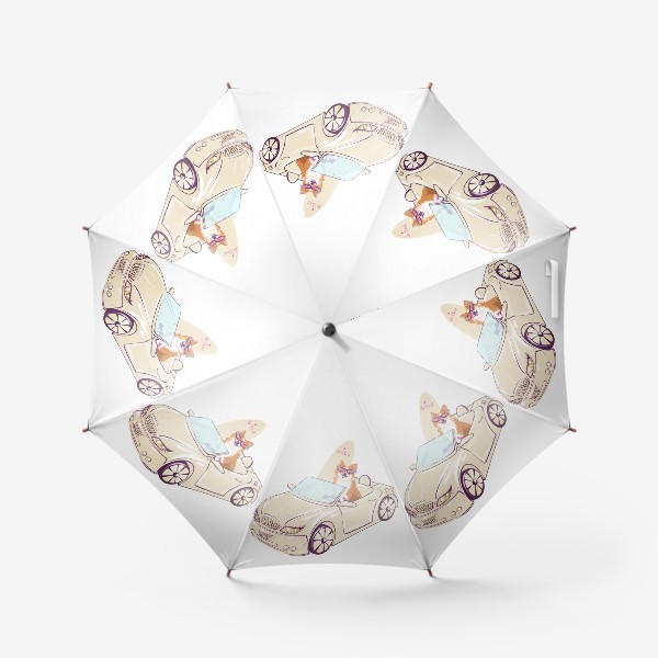 Зонт «Корги на бежевой машине»