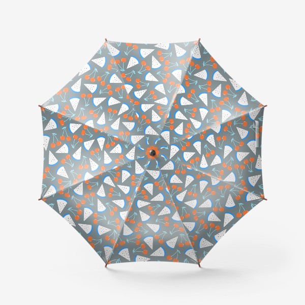 Зонт «Арбуз и вишня на сером»