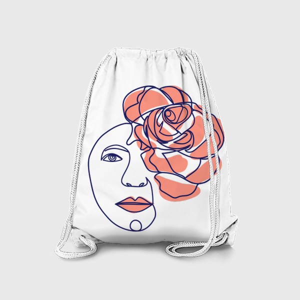 Рюкзак «Женщина-роза. Женский трендовый абстрактный портрет, непрерывная линия»