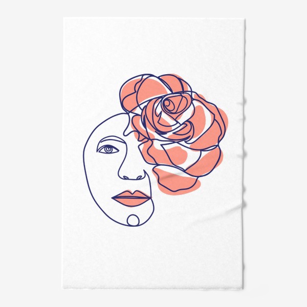 Полотенце &laquo;Женщина-роза. Женский трендовый абстрактный портрет, непрерывная линия&raquo;