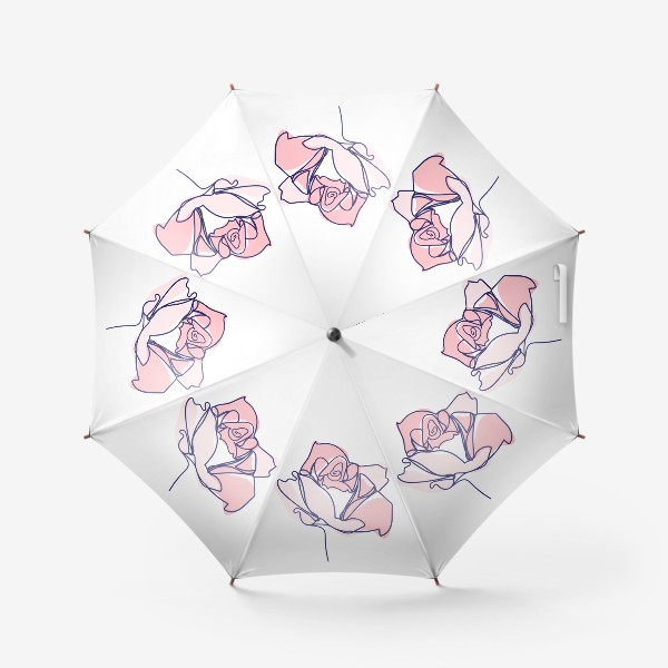 Зонт «Роза, королева цветов. Трендовый рисунок одной линией»