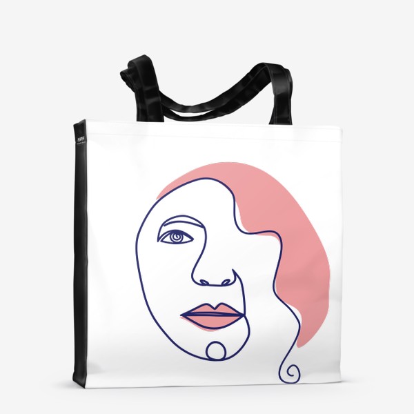 Сумка-шоппер «Женский минималистический портрет одной линией, абстракция»