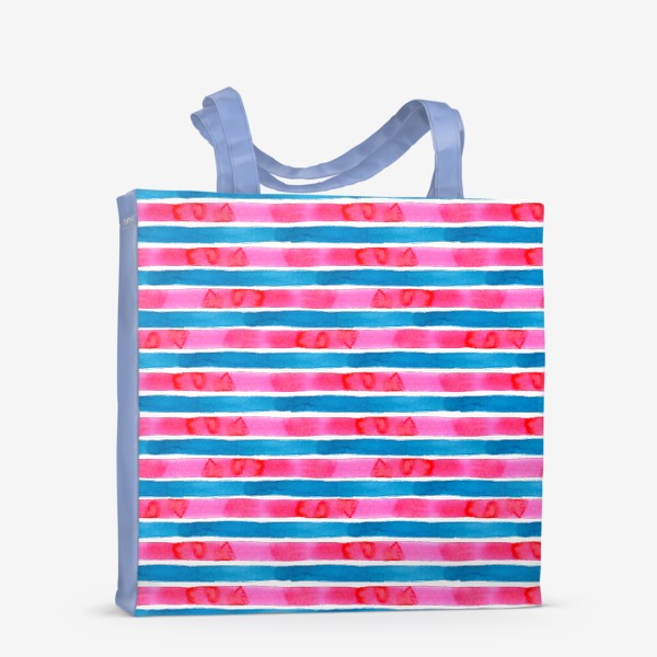 Сумка-шоппер «Паттерн широкие акварельные полоски розового и голубого цвета»