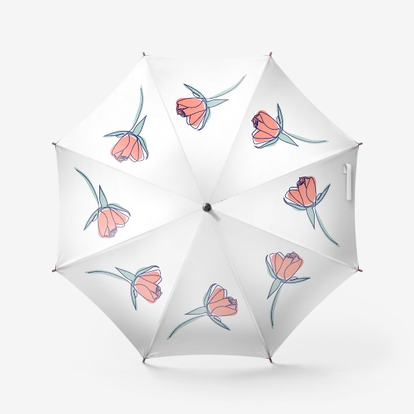 Зонт «Роза, бутон. Минималистичный дизайн непрерывной линией»