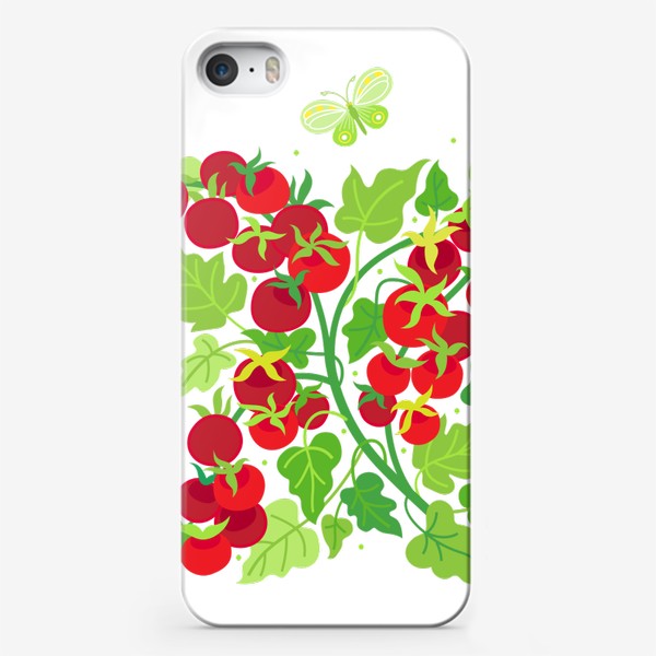 Чехол iPhone «Помидорки Черри и бабочки капустницы»