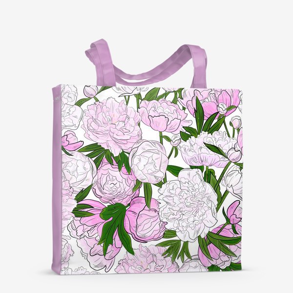 Сумка-шоппер «пионы, розовые цветы»