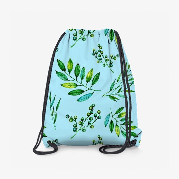 Рюкзак «Листья и ягоды на голубом»