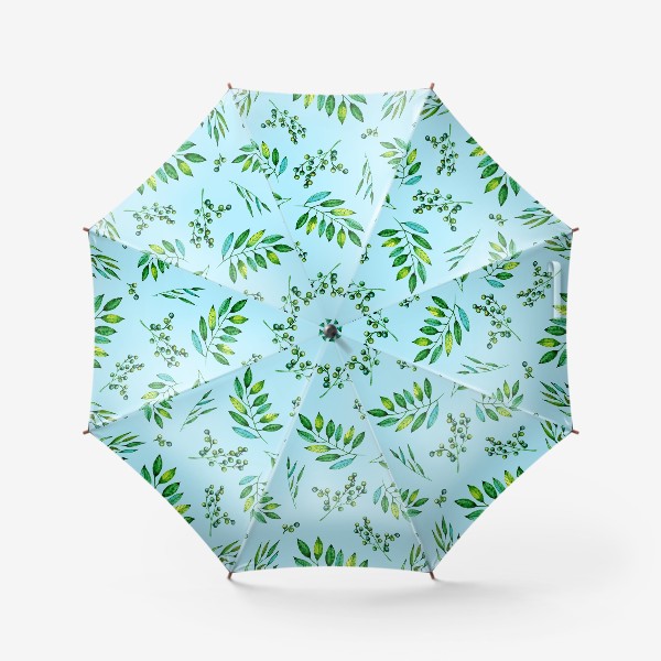 Зонт «Листья и ягоды на голубом»