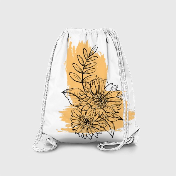 Рюкзак «Цветы на желтом фоне, графика»