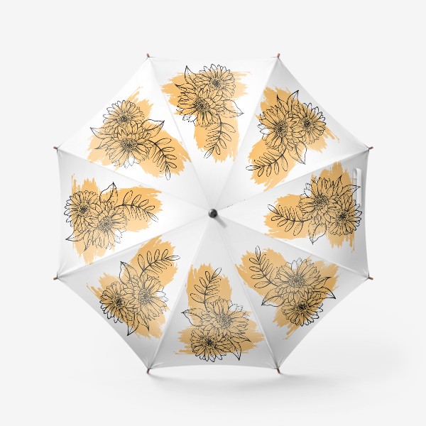Зонт «Цветы на желтом фоне, графика»