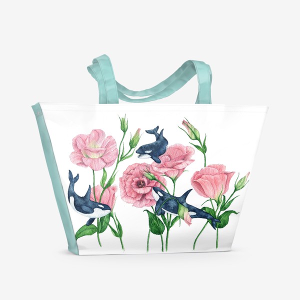 Пляжная сумка «Косатки в цветах»