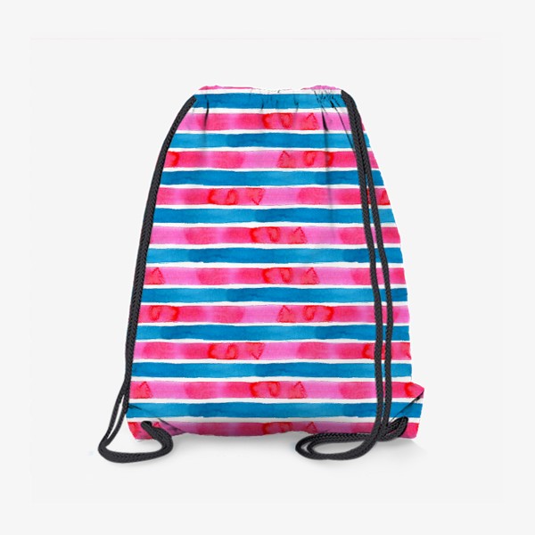 Рюкзак «Паттерн широкие акварельные полоски розового и голубого цвета»