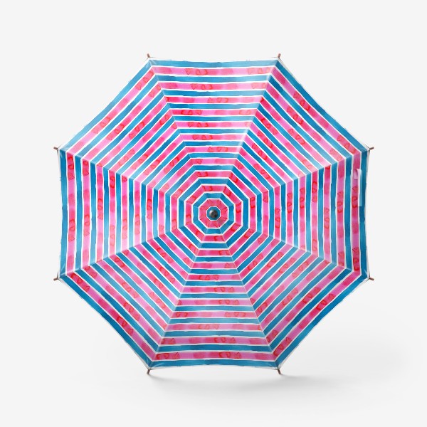 Зонт «Паттерн широкие акварельные полоски розового и голубого цвета»
