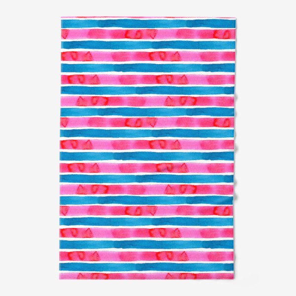 Полотенце «Паттерн широкие акварельные полоски розового и голубого цвета»