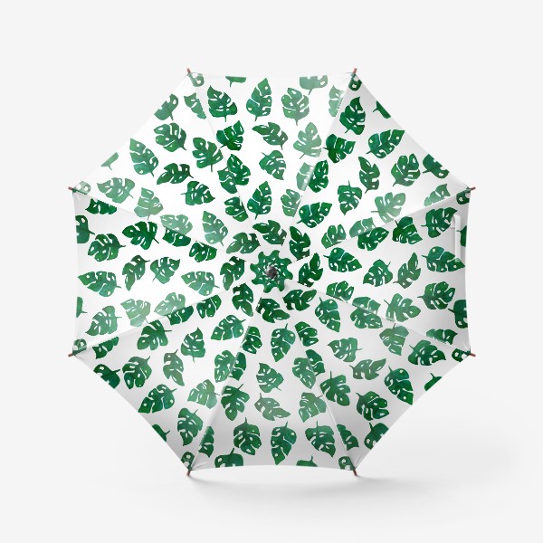 Зонт «Листики монстеры на белом фоне Растительный принт Ботаника»