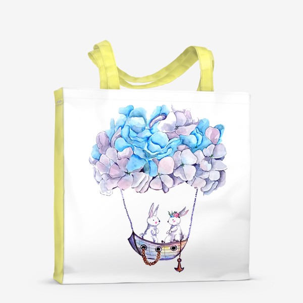 Сумка-шоппер «зайцы воздушный шар цветы»