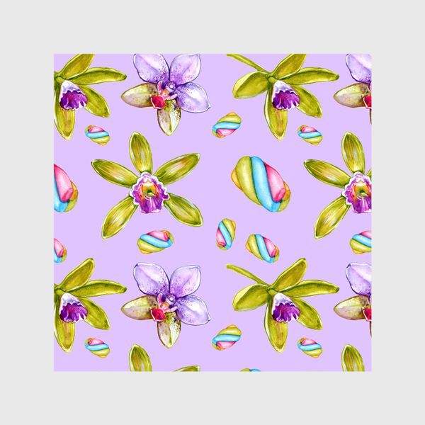 Шторы «Орхидеи и маршмеллоу - фиолетовый»