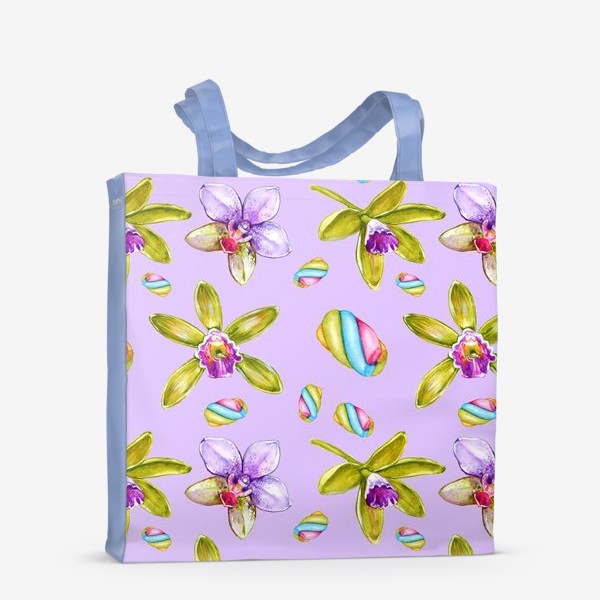 Сумка-шоппер «Орхидеи и маршмеллоу - фиолетовый»