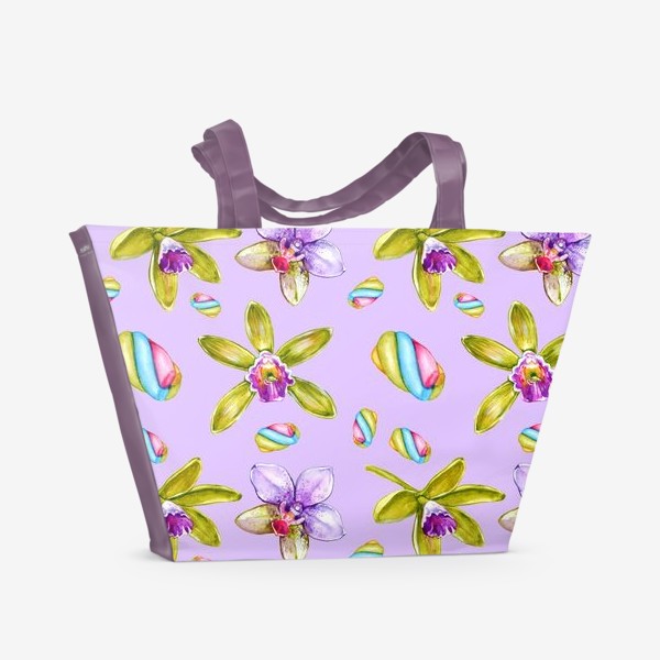 Пляжная сумка «Орхидеи и маршмеллоу - фиолетовый»