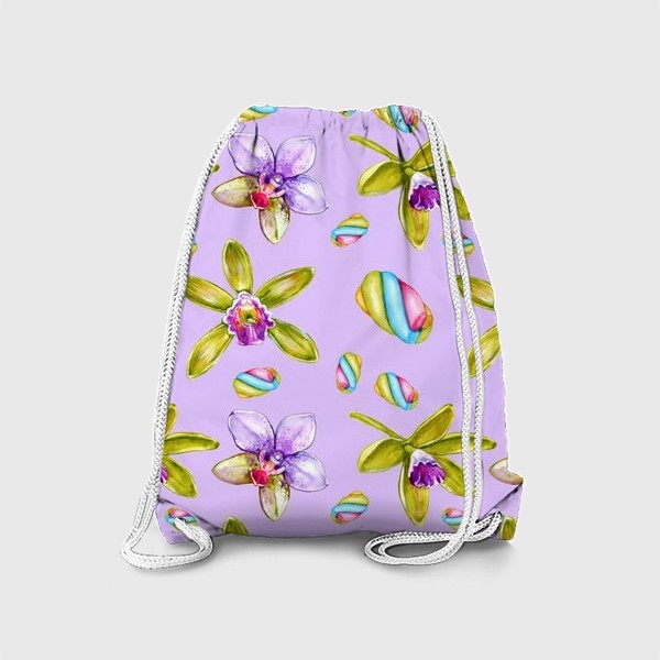Рюкзак «Орхидеи и маршмеллоу - фиолетовый»