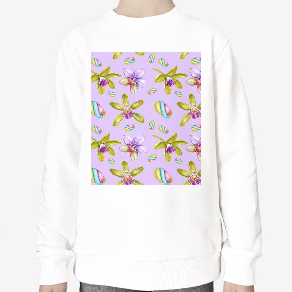 Свитшот «Орхидеи и маршмеллоу - фиолетовый»