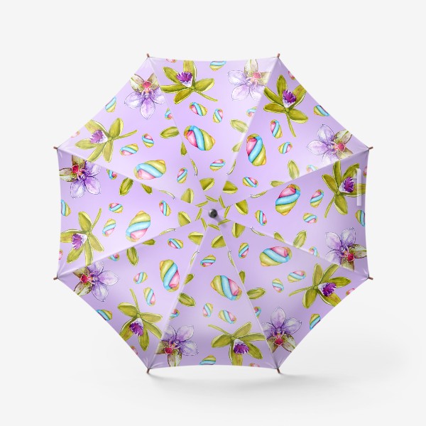 Зонт «Орхидеи и маршмеллоу - фиолетовый»
