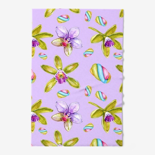 Полотенце «Орхидеи и маршмеллоу - фиолетовый»