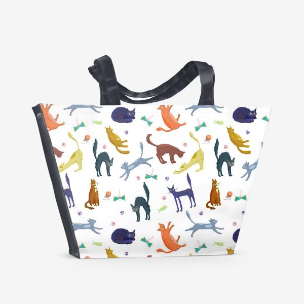Пляжная сумка «Коты разноцветные»