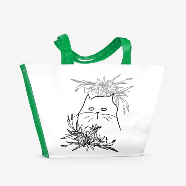 Пляжная сумка «Кот в цветах»